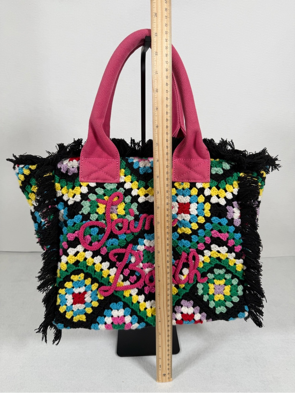 Saint Brarths Pink-Accent Crochet Tote Bag - Picture 3 of 9